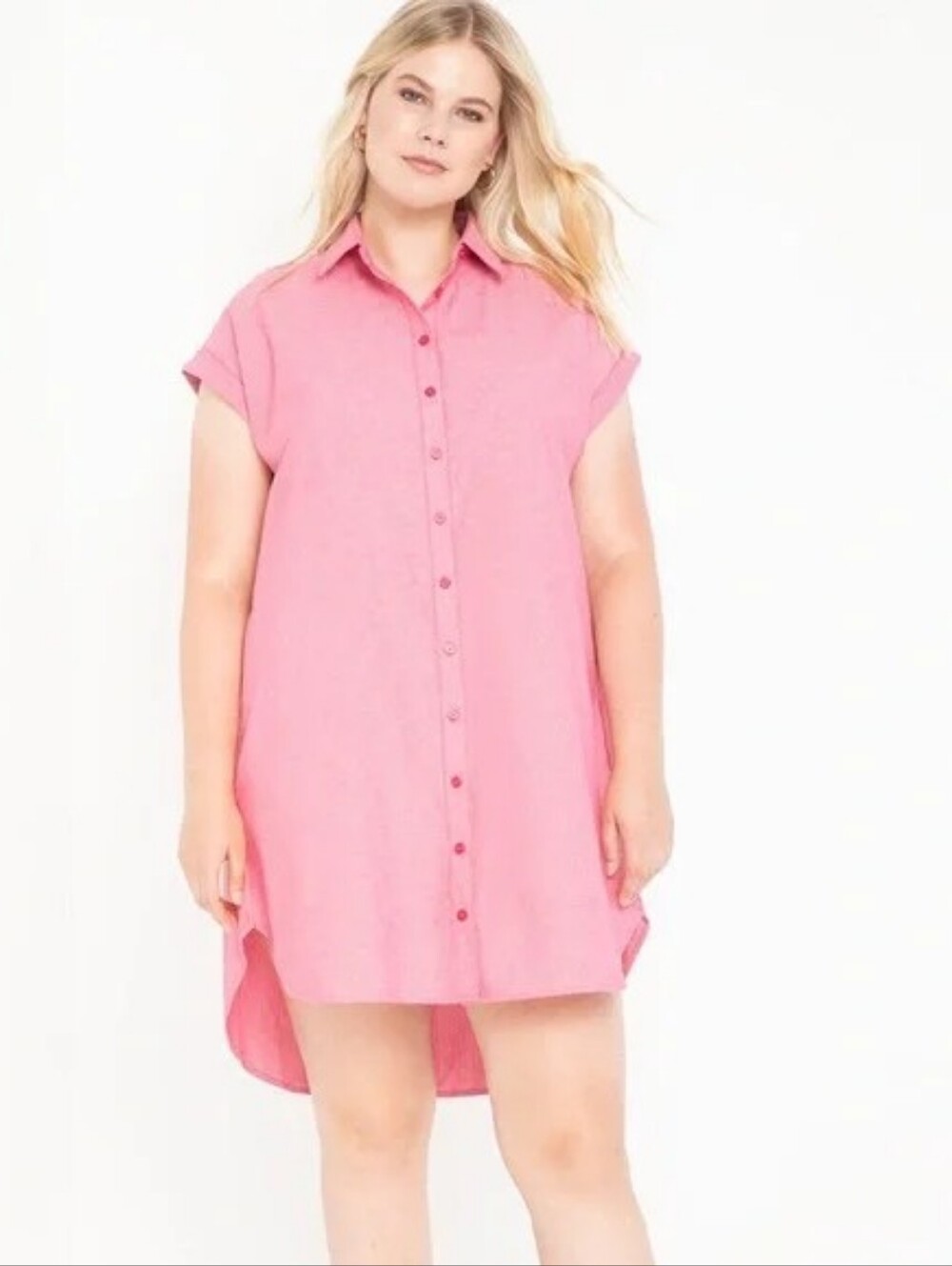 Eloquii Pink High-Low Shirt Dress